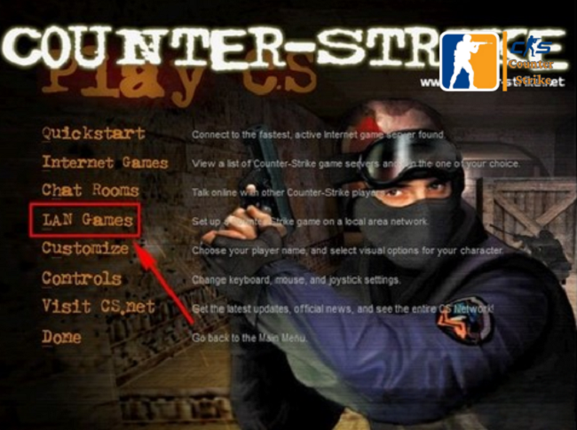 Chọn LAN game để tiếp tục