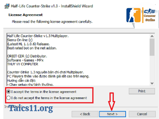 Click chọn “I accept” để bắt đầu cài đặt.