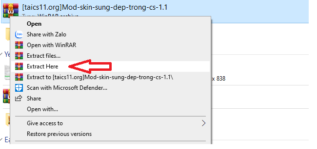 Giải nén file vừa tải về máy.