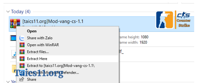 Giải nén file vừa tải về máy