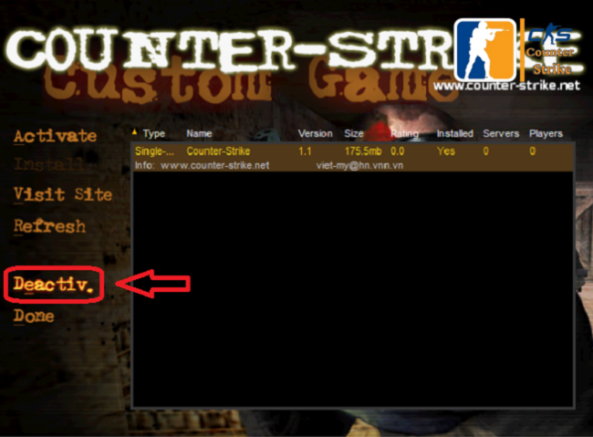 Chọn chế độ Deactiv