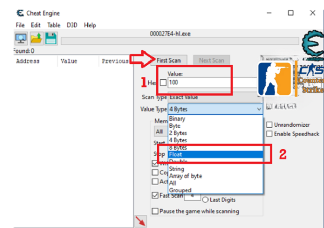 Nhập lượng máu ban đầu ô Hex