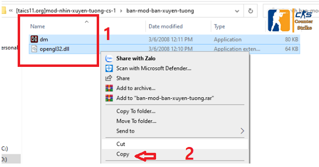 Sao chép các file trong thư mục giải nén